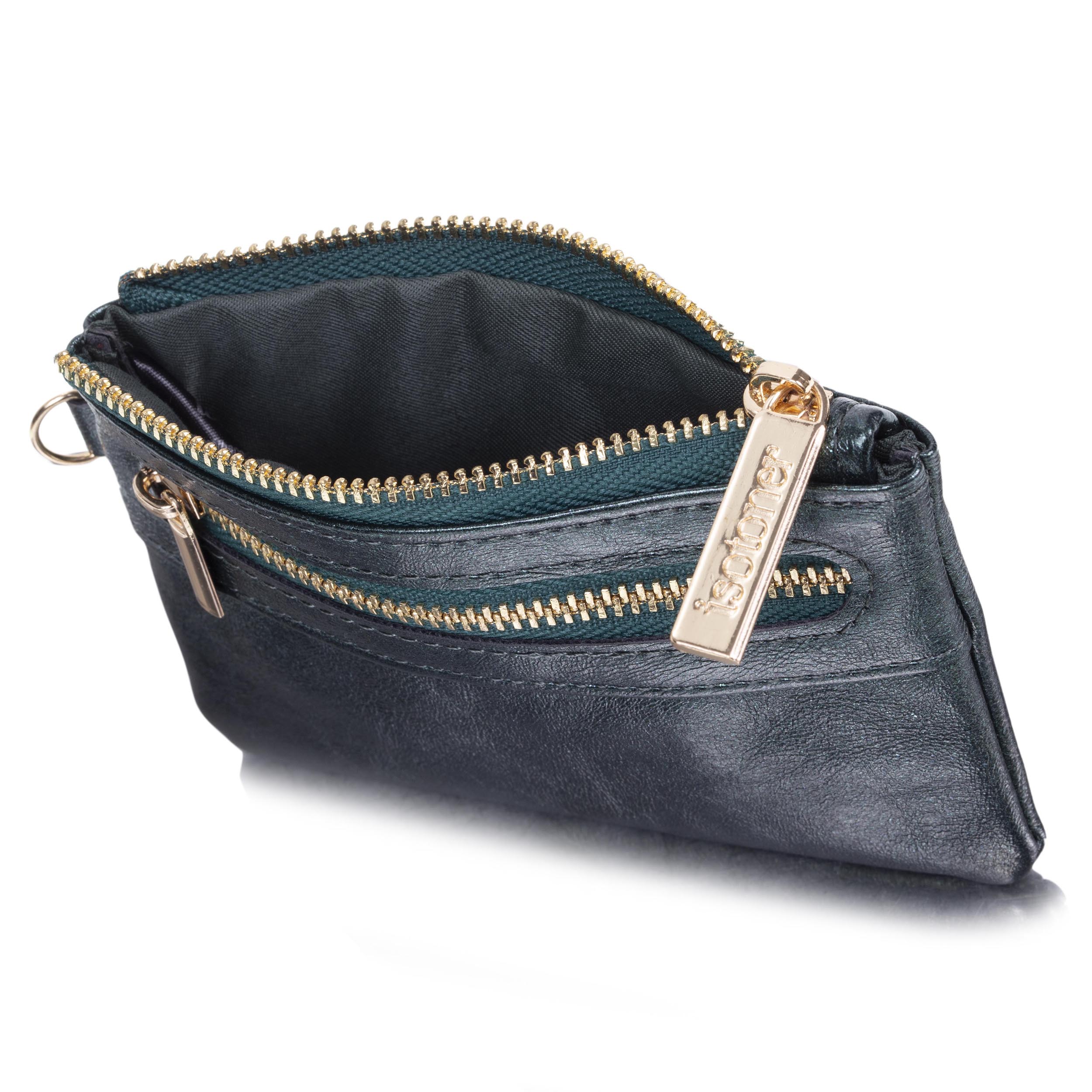 isotoner-porte-monnaie-femme-zipp-vert-rfid image 2