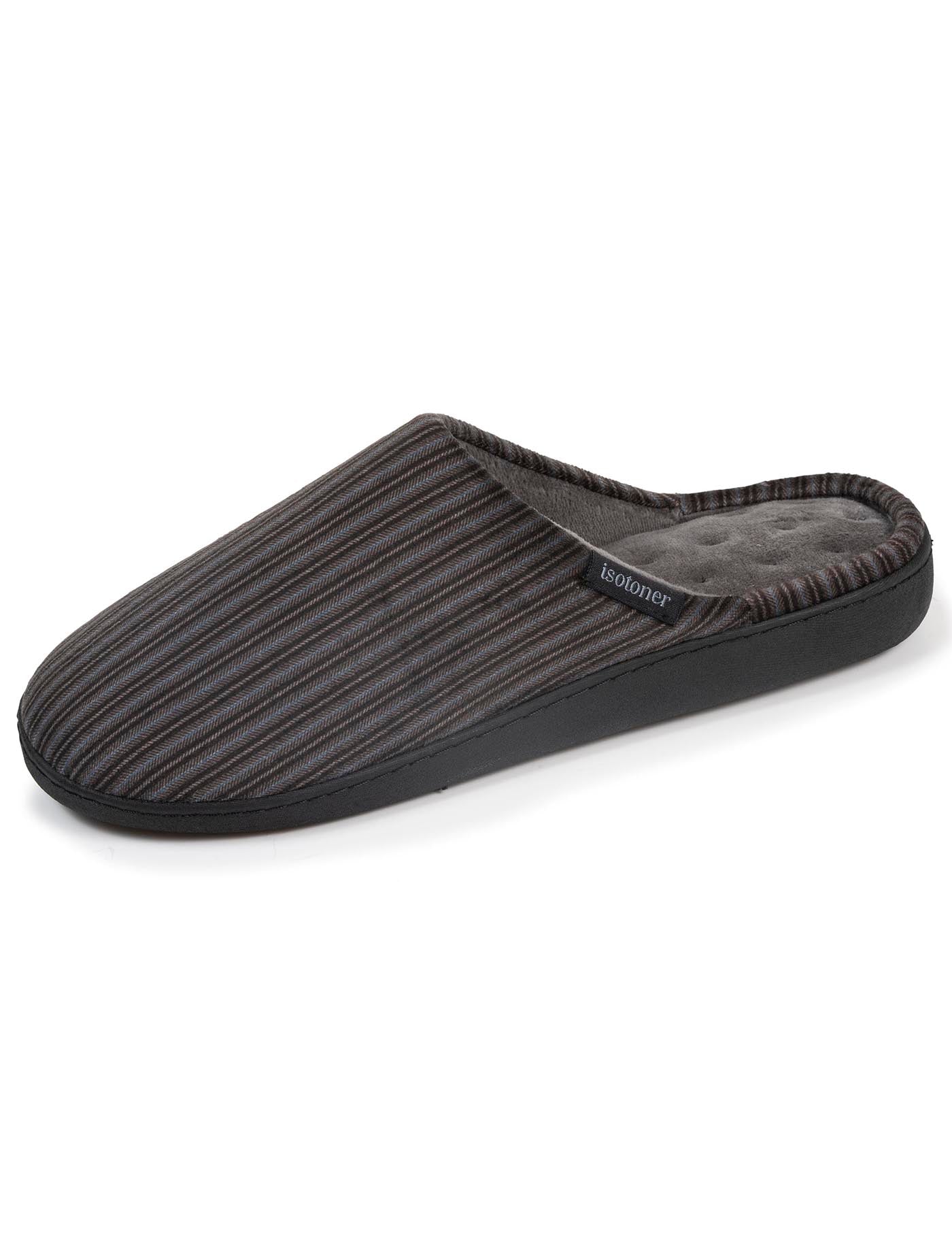 isotoner-chaussons-mules-homme-rayures-gris-bleu image 6