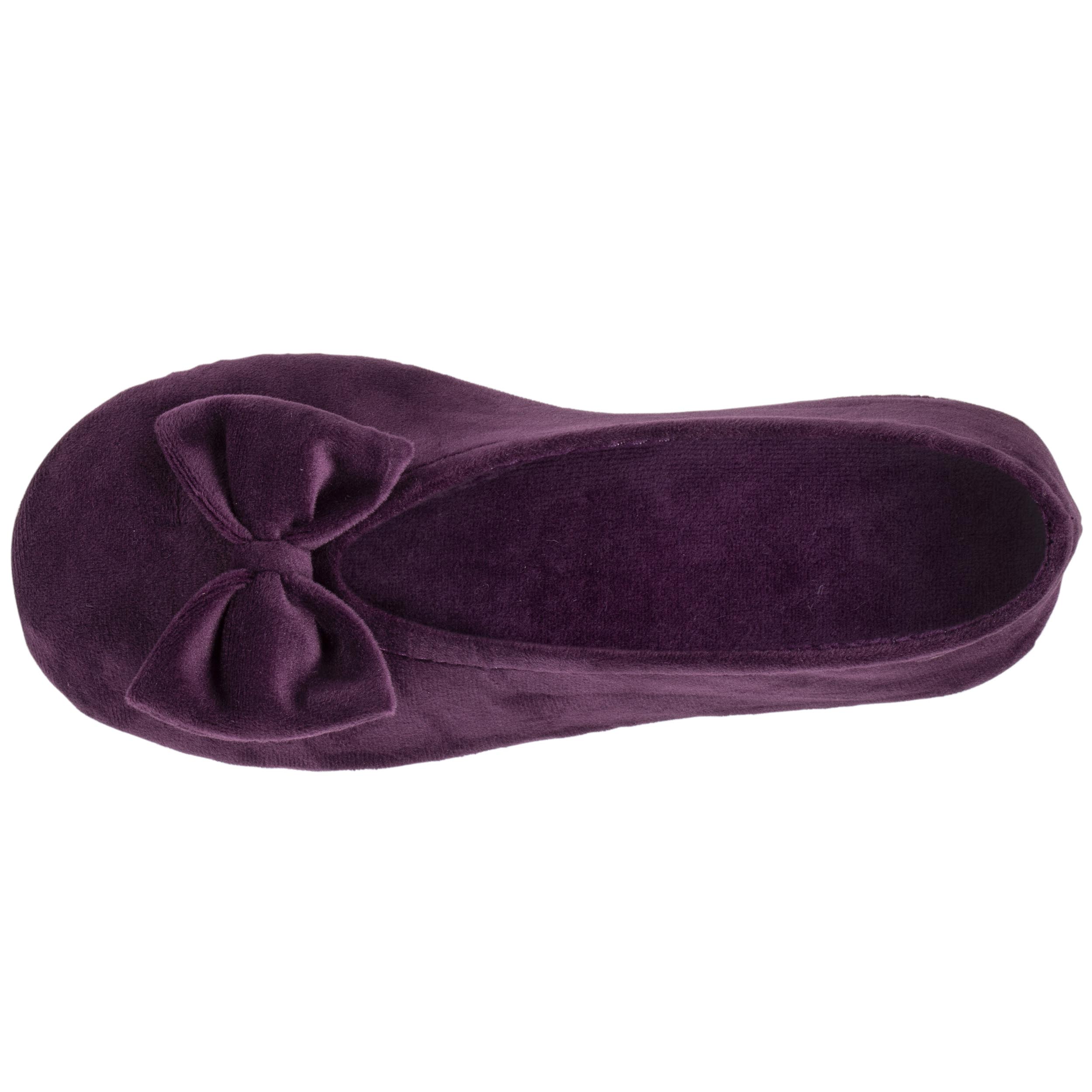 isotoner-chaussons-ballerines-femme-n-ud-aubergine image 2