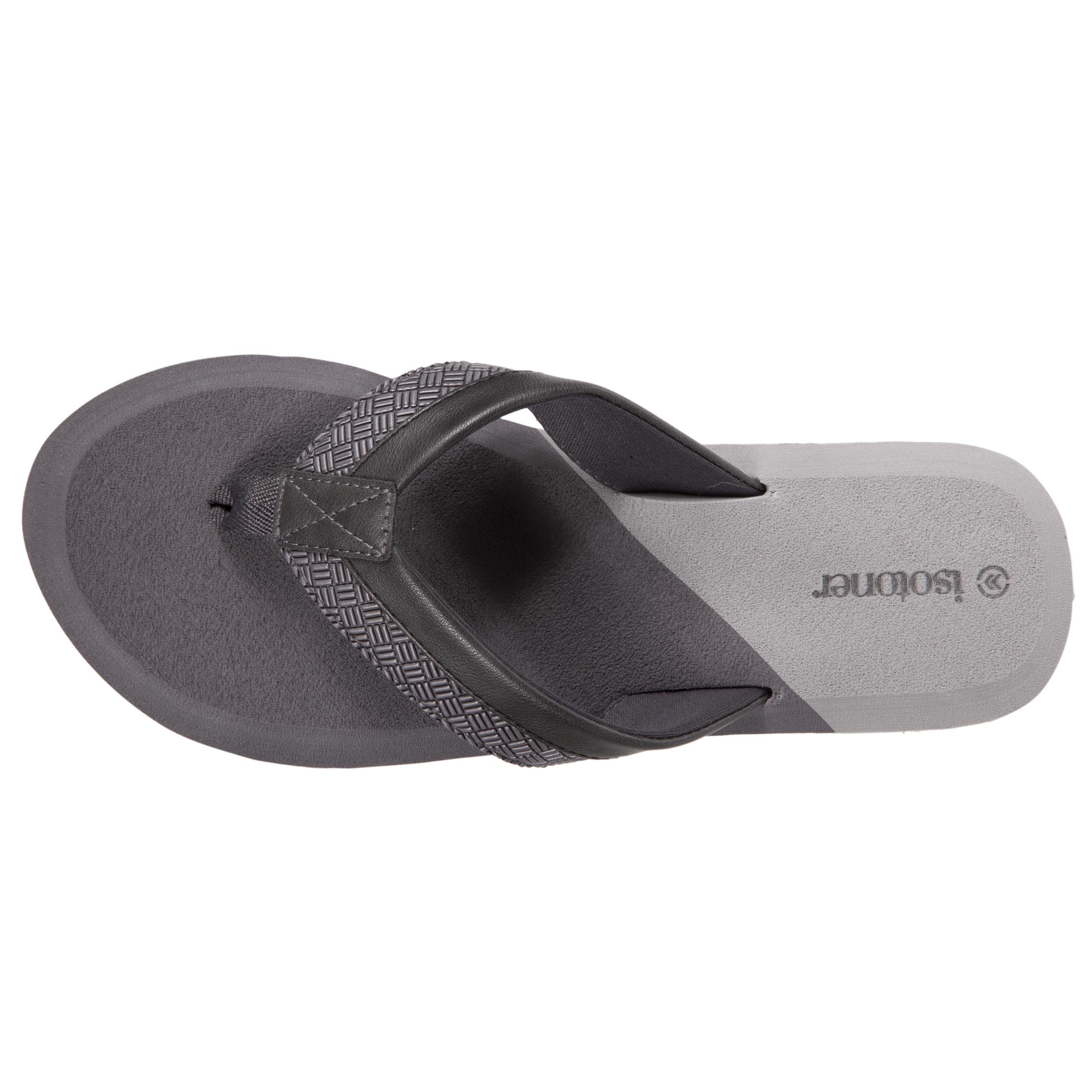 isotoner-tongs-homme-tress-es-bicolores-grises image 2