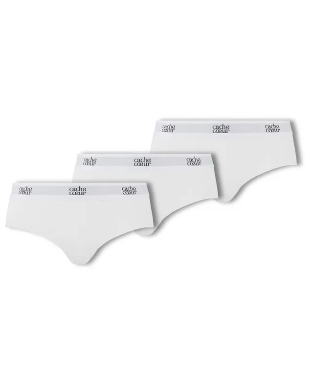 cache-c-ur-lot-de-3-shorty-life-blanc image 1