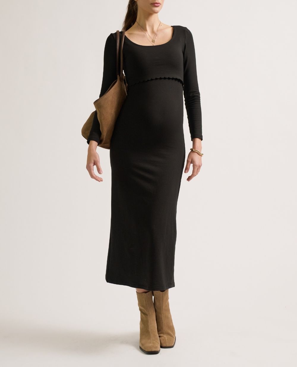 cache-c-ur-mathilde-robe-de-grossesse-et-d-allaitement-manches-longues-noir image 5