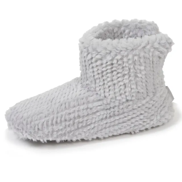 isotoner-chaussons-bottillons-femme-gris-textur image 1