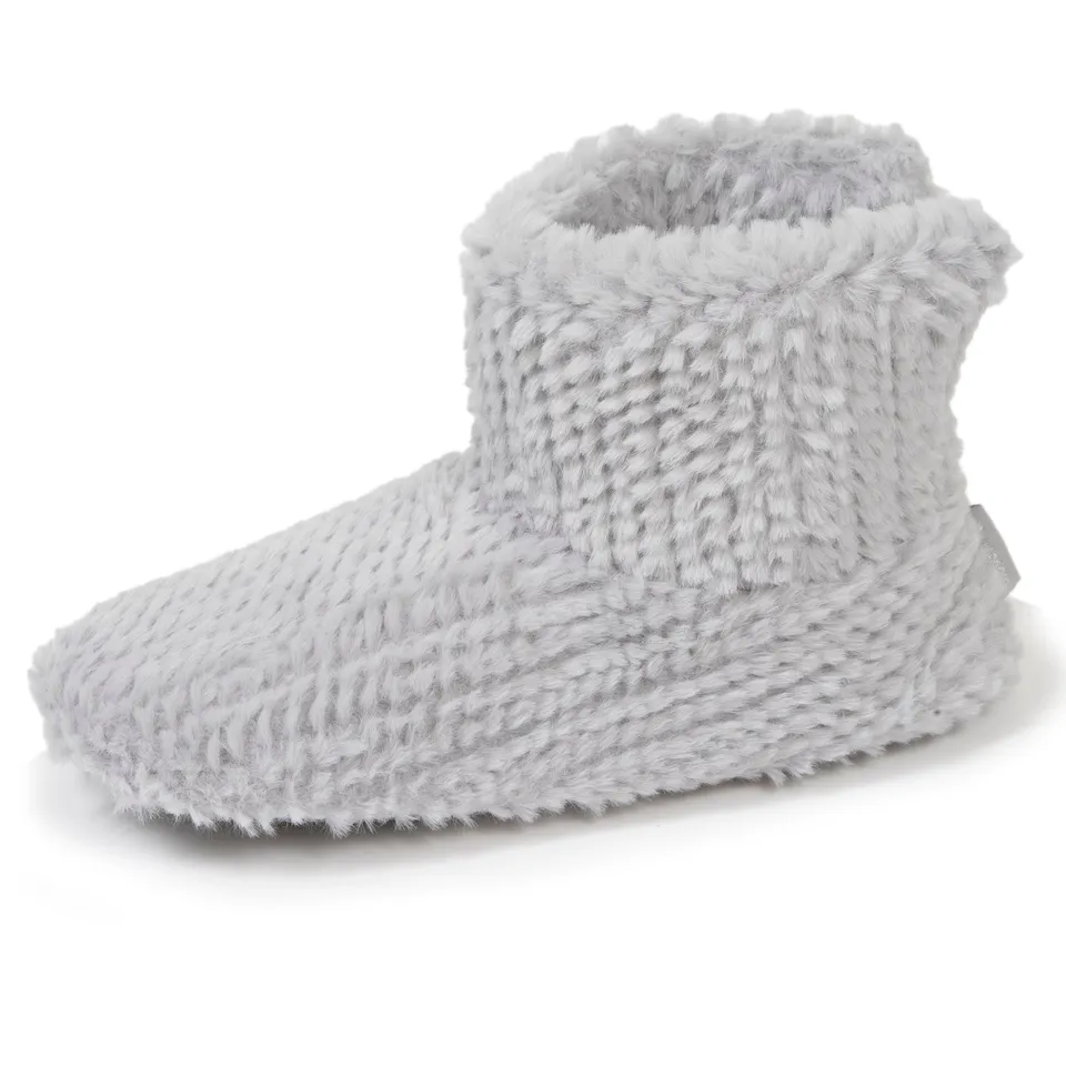 isotoner-chaussons-bottillons-femme-gris-textur image 1