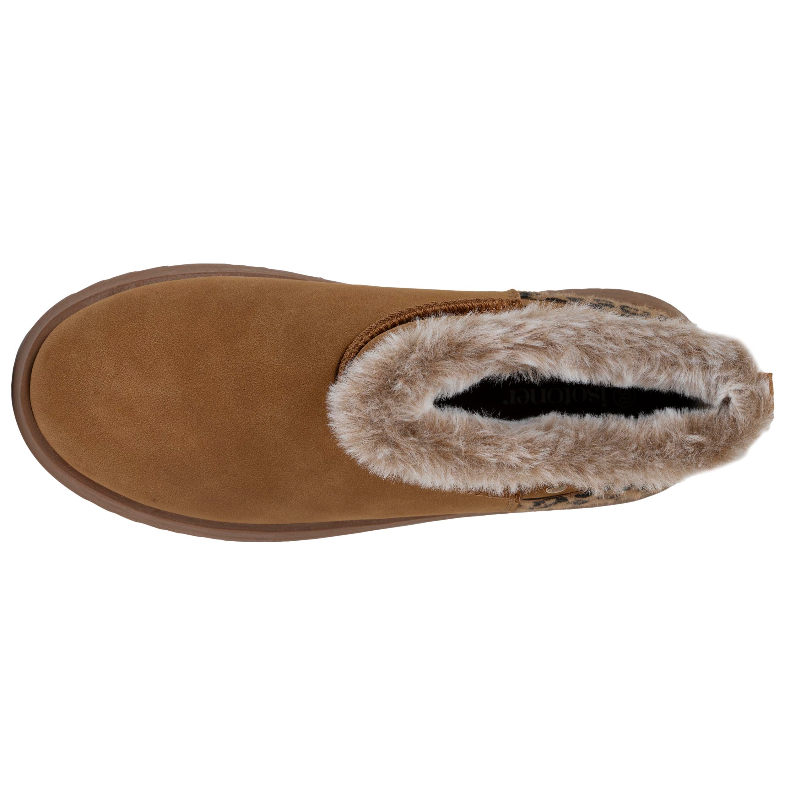 isotoner-bottines-femme-imitation-fourrure-camel-l-opard-plateforme image 2