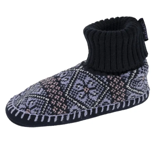 isotoner-chaussons-scandinaves-femme-jacquard-marine image 1