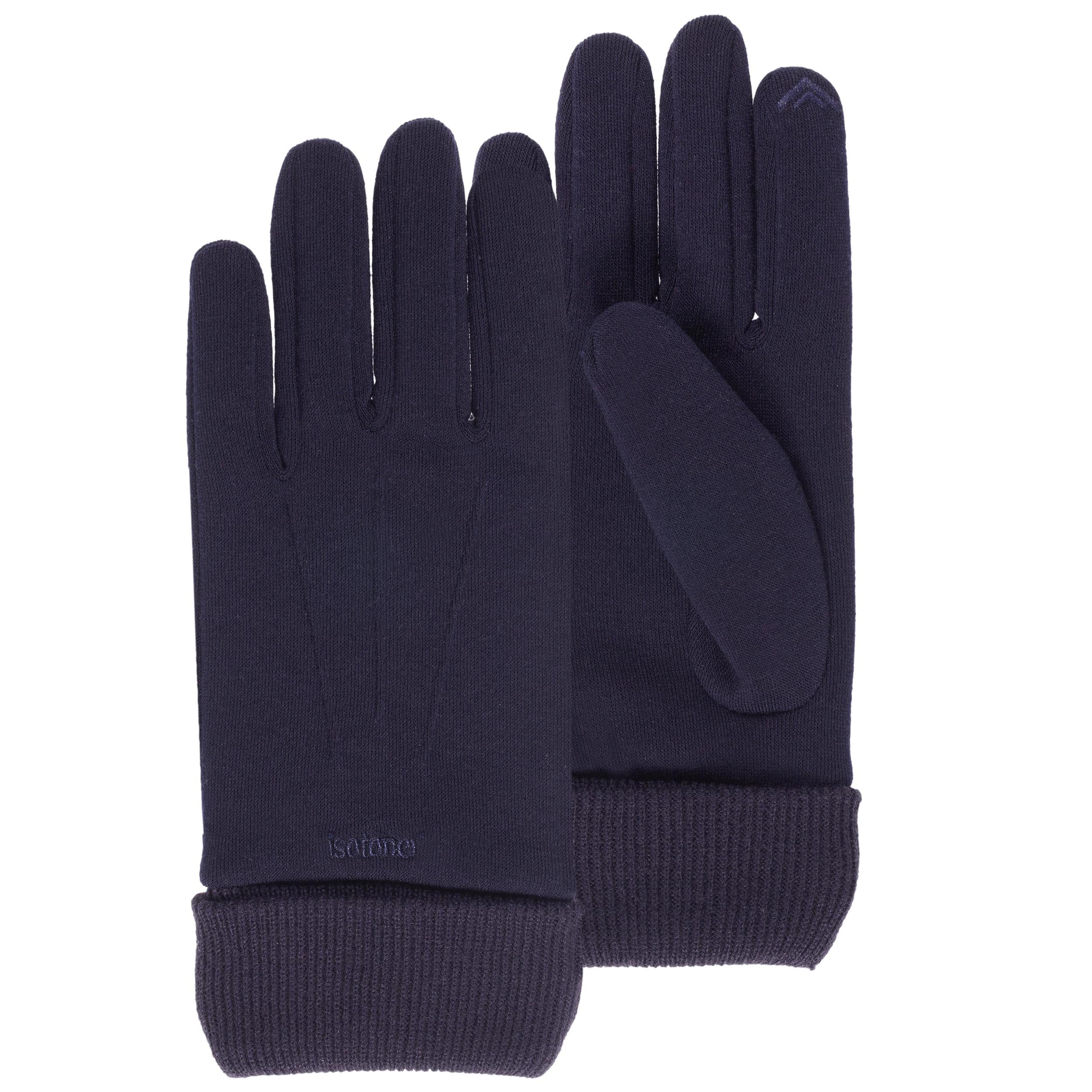 isotoner-gants-homme-tactiles-marine-tissu-doux image 1