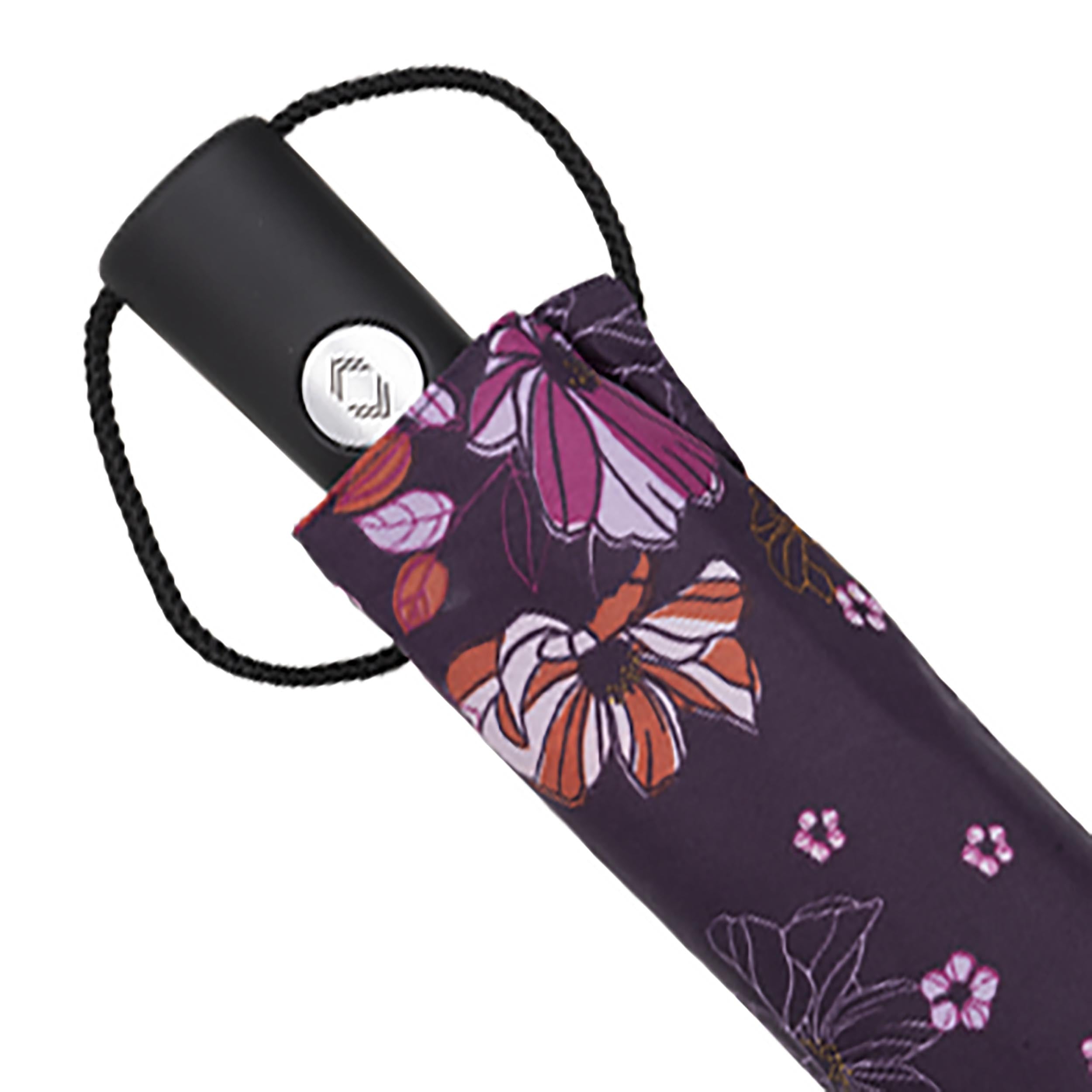 isotoner-parapluie-auto-fleurs-aubergine-compact-premium image 5