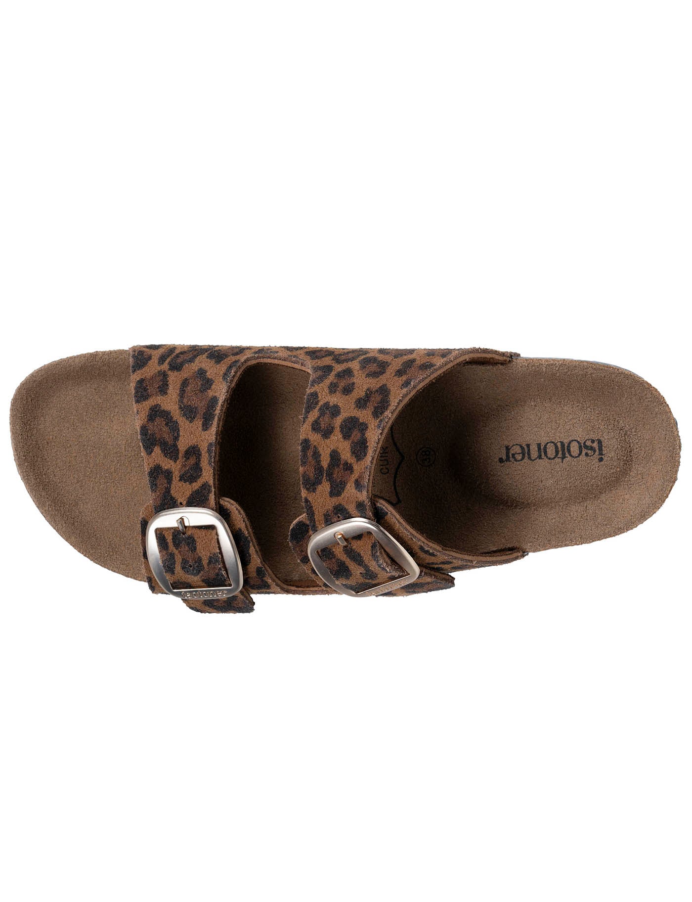 isotoner-mules-sandales-femme-double-bride-cuir-camel-l-opard image 7