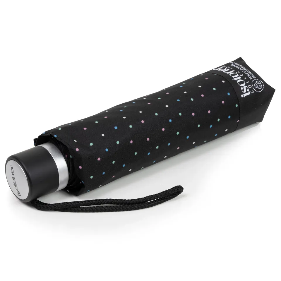 isotoner-parapluie-petit-prix-mini-pois-noir-23-cm image 1