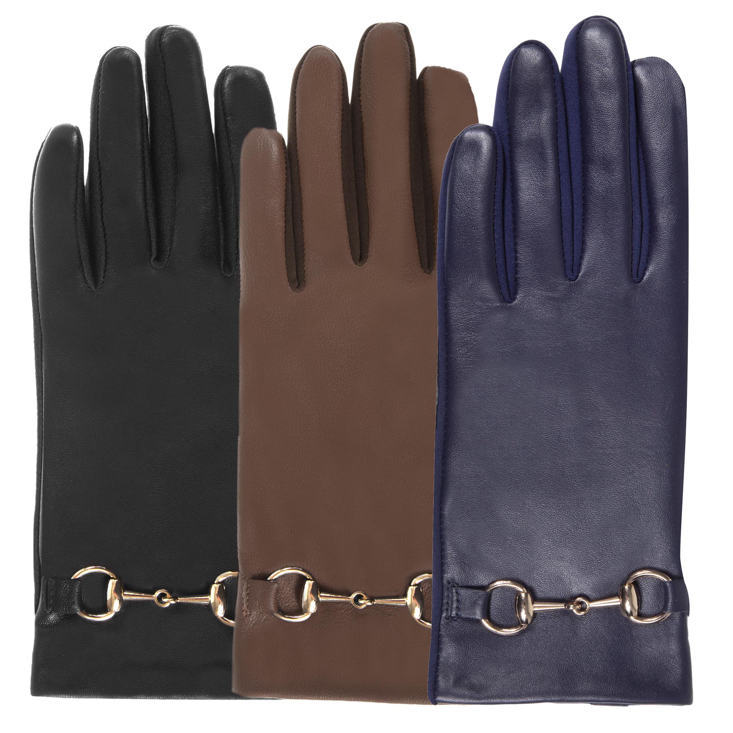 isotoner-gants-femme-cuir-d-tail-mors-noir image 2