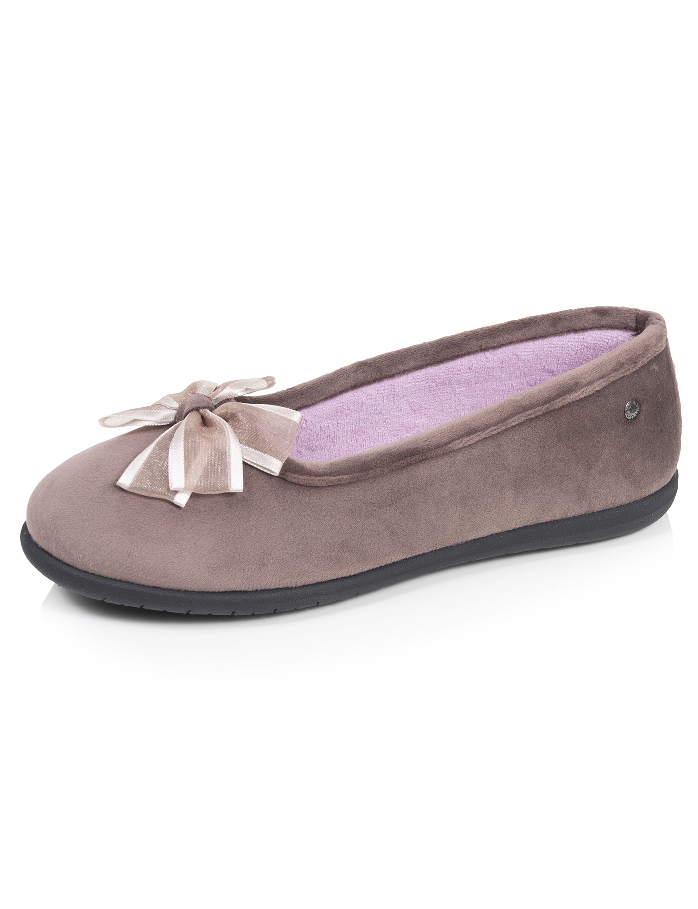 isotoner-chaussons-ballerines-femme-taupe-tulle-microvelours-everywear image 6
