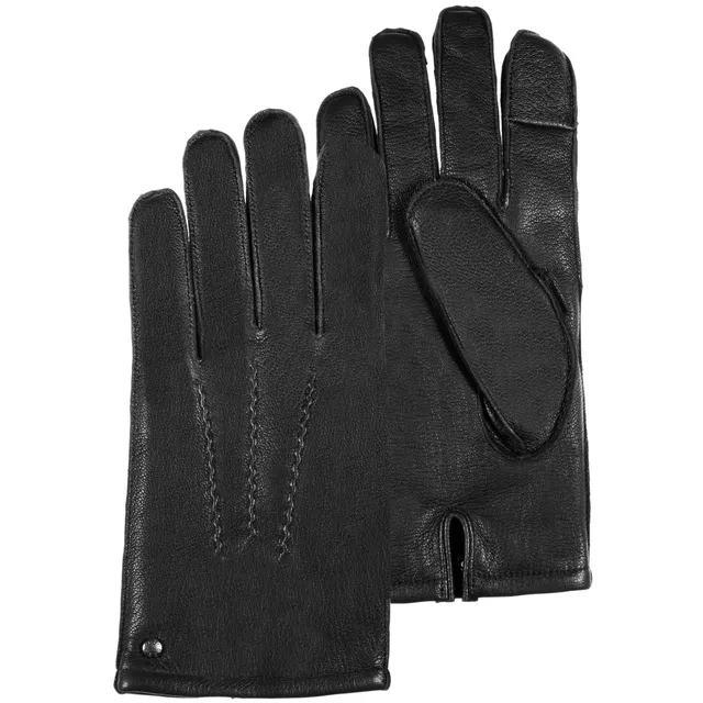 isotoner-gants-cuir-homme-noir-3-baguettes-tactiles image 1