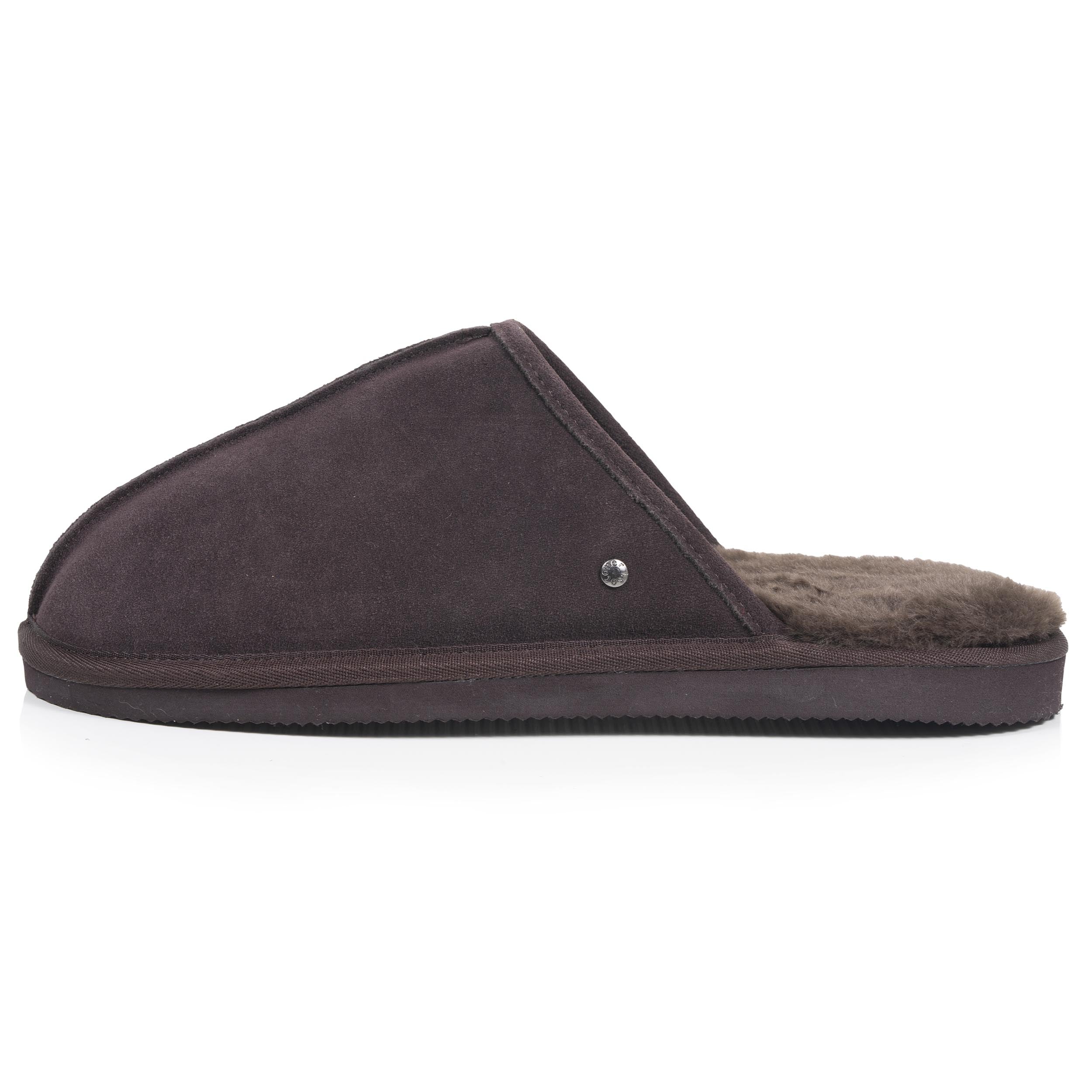 isotoner-chaussons-mules-homme-cuir-chocolat image 4
