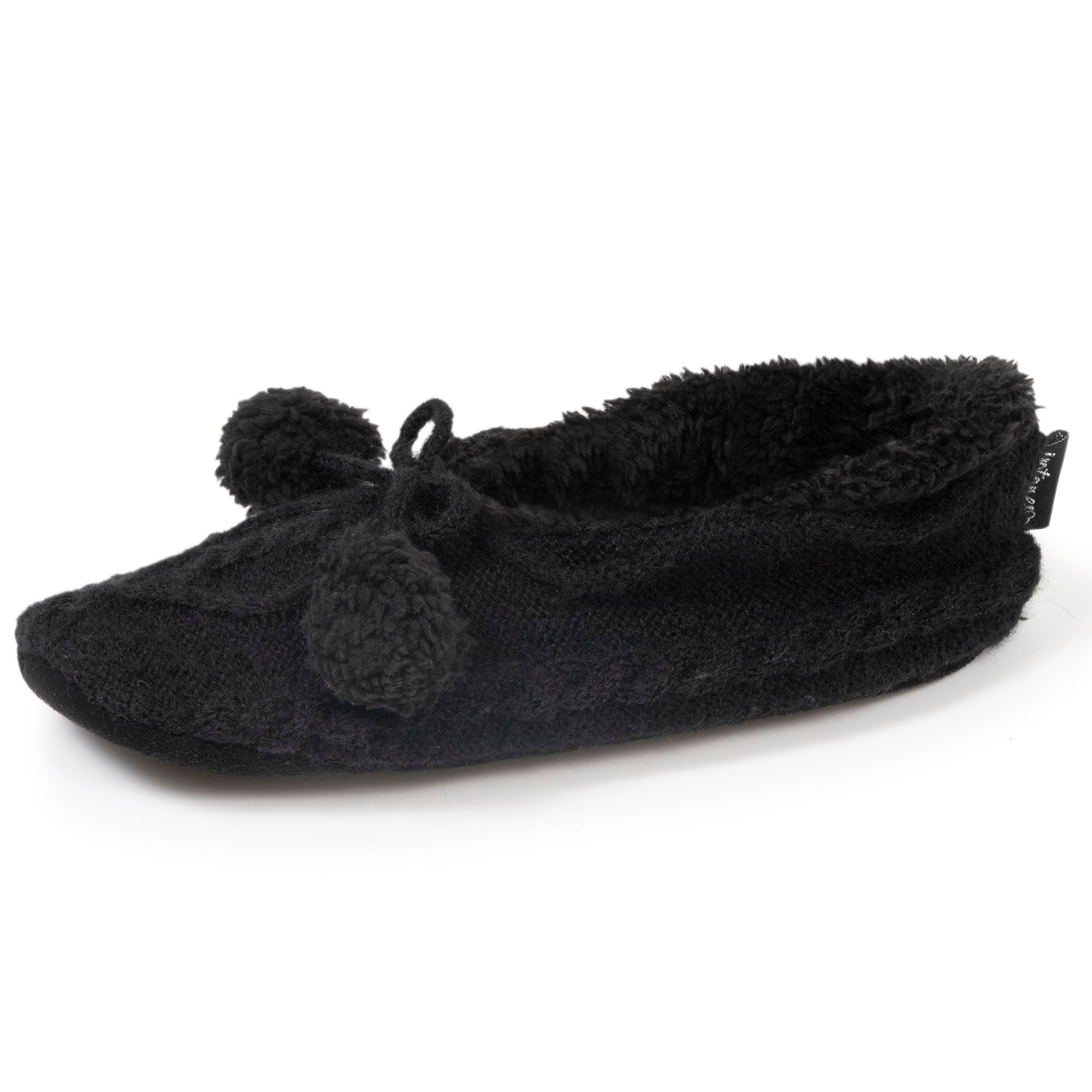 isotoner-chaussettes-chaussons-fourr-es-femme-noir-sherpa image 1