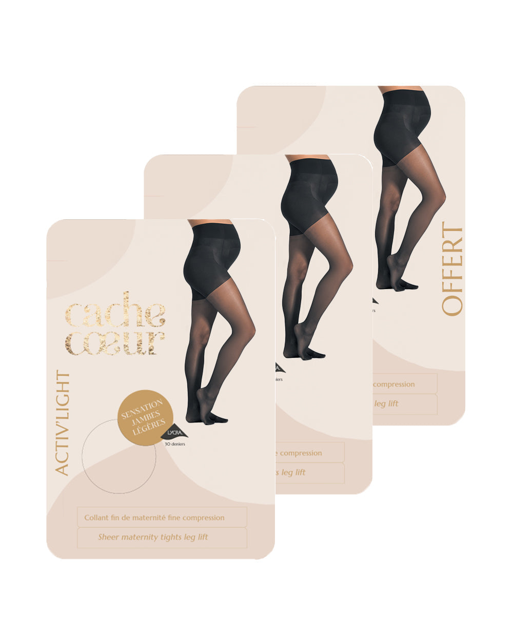 cache-c-ur-lot-de-3-paires-de-collants-fins-30-deniers-activ-light-noir image 1
