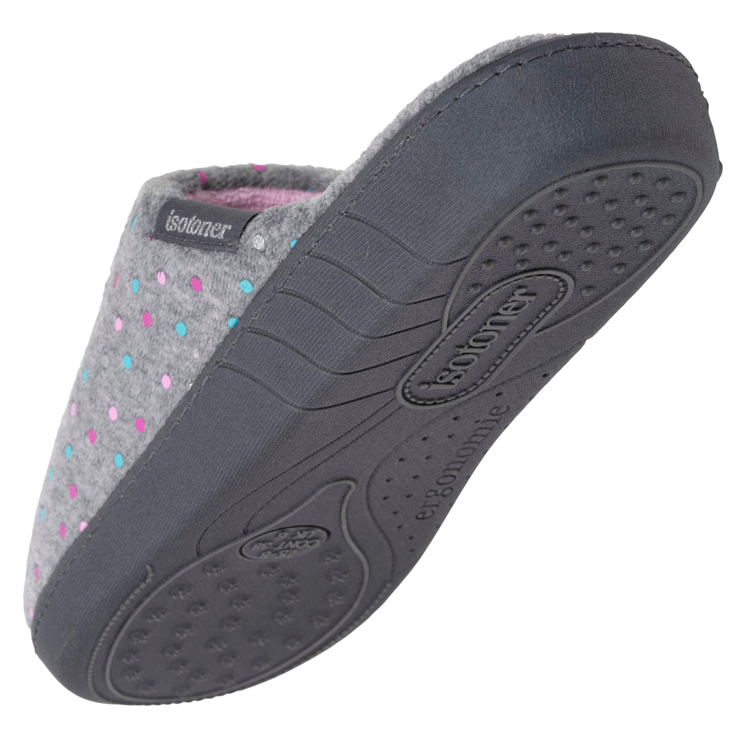 isotoner-chaussons-mules-femme-ergonomiques-pois-gris image 5