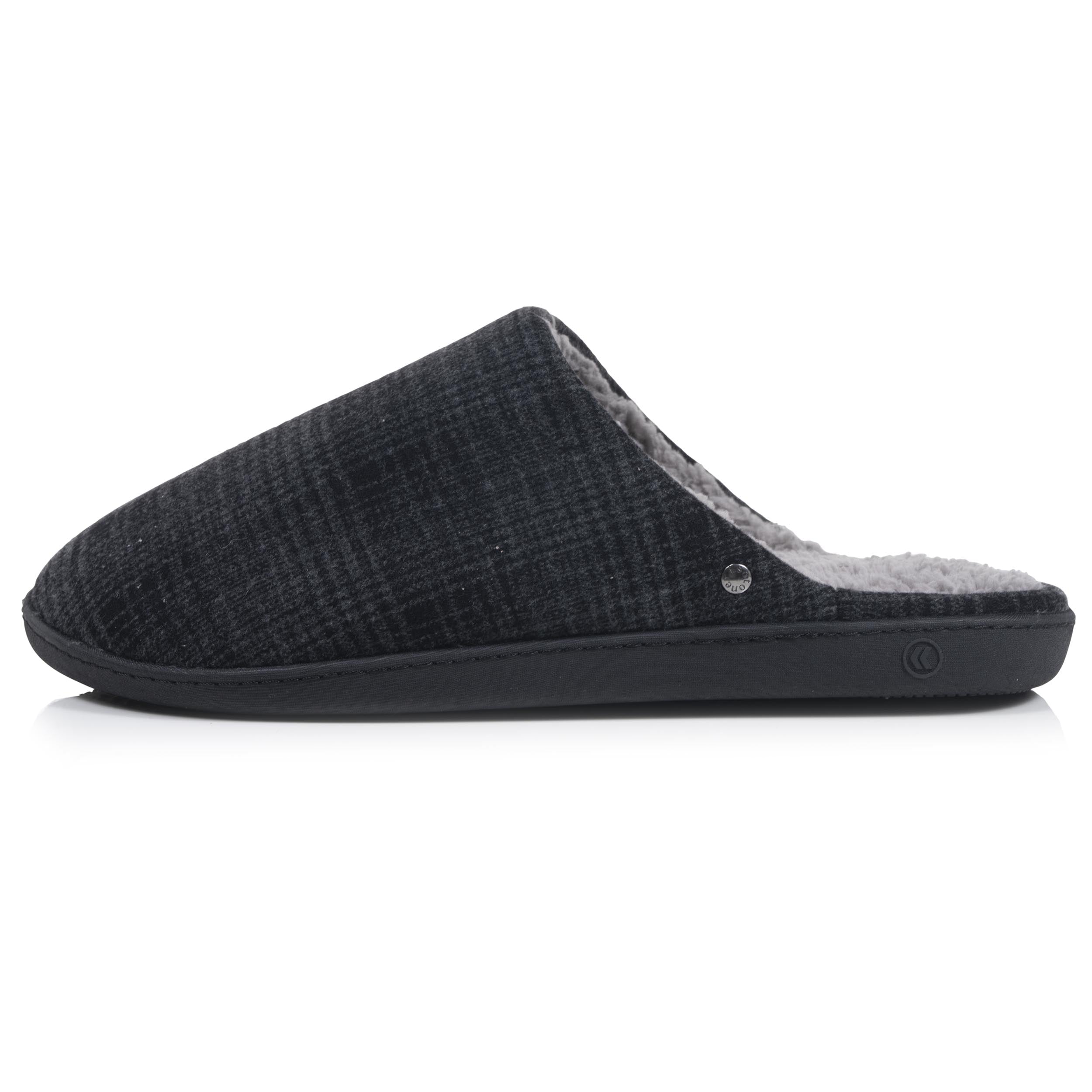 isotoner-chaussons-mules-homme-tartan-noir image 4