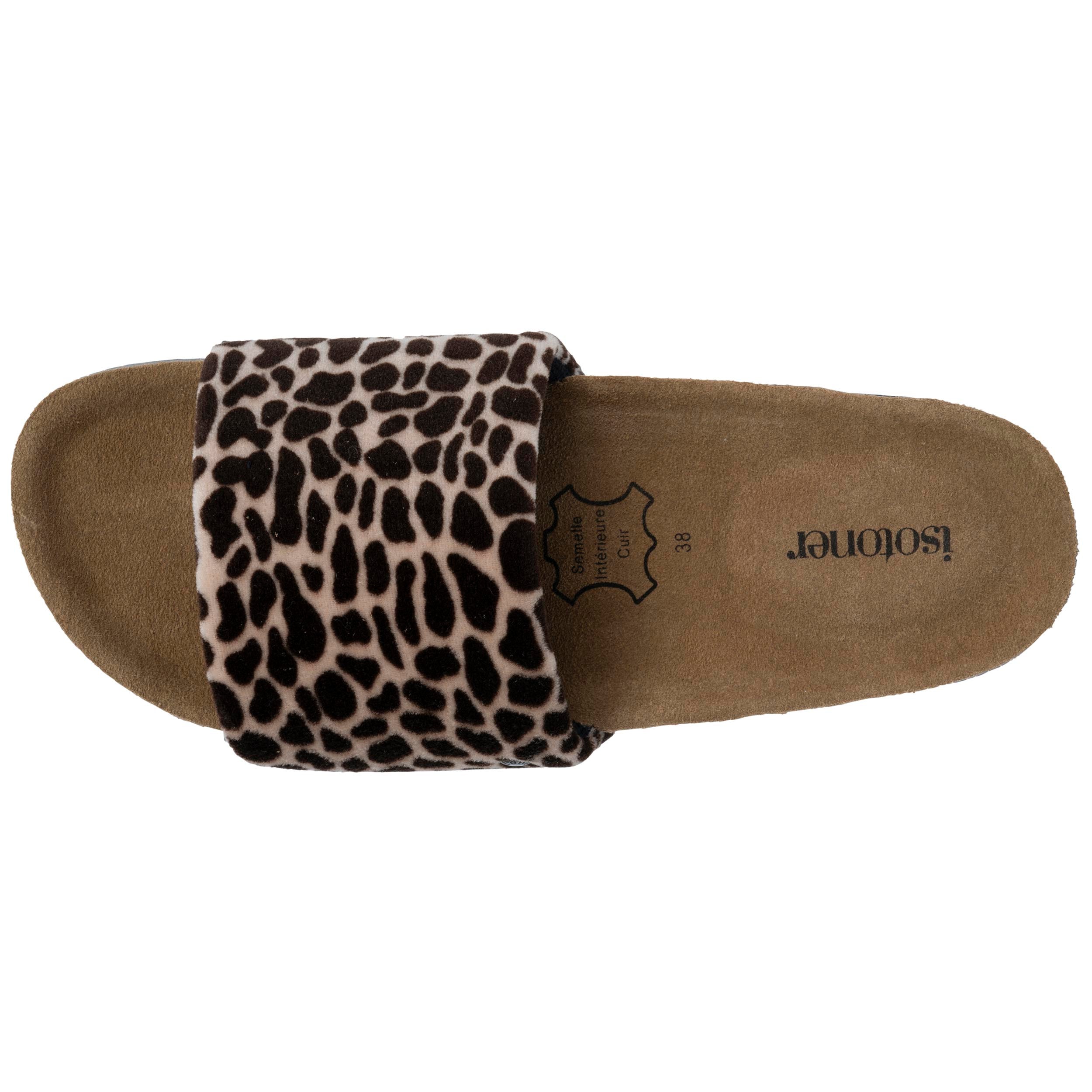 isotoner-chaussons-mules-femme-girafe-semelle-cuir image 2