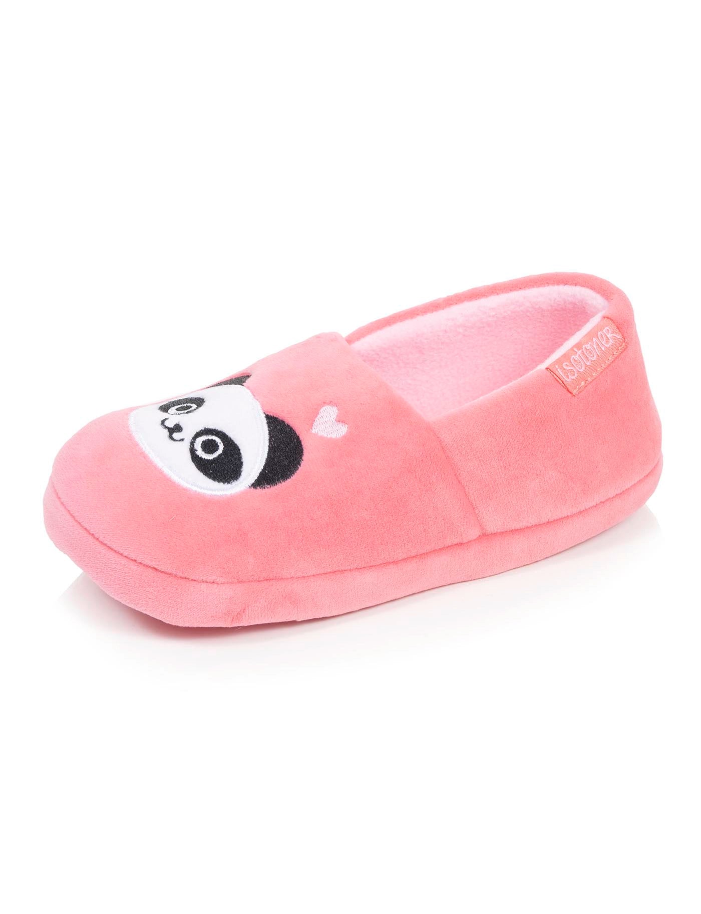 isotoner-chaussons-slippers-enfant-velours-panda-rose image 6