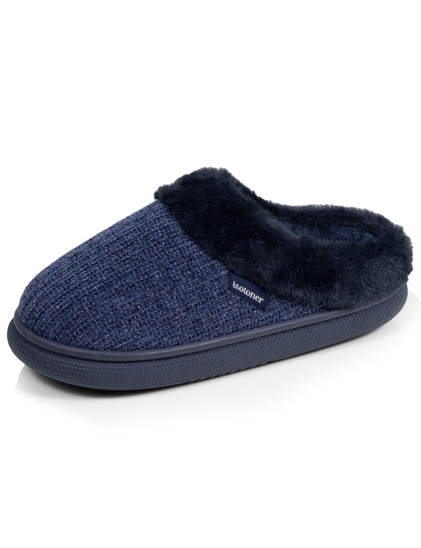 isotoner-chaussons-mules-femme-bloup-marine-lurex image 6