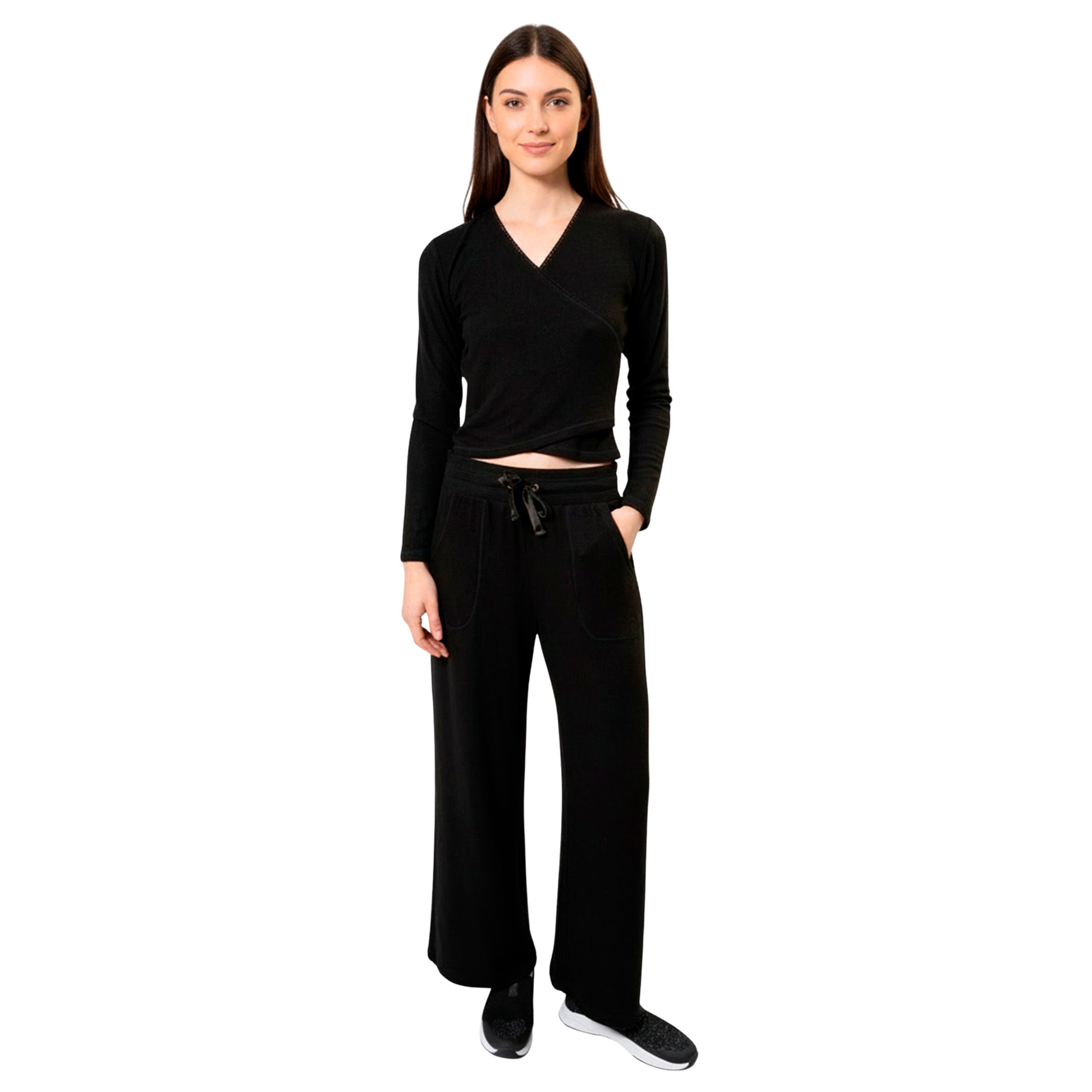 isotoner-pantalon-large-femme-noir-viscose-ecovero image 8