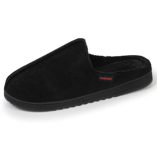 isotoner-chaussons-mules-homme-noir-surpiqu-s image 1