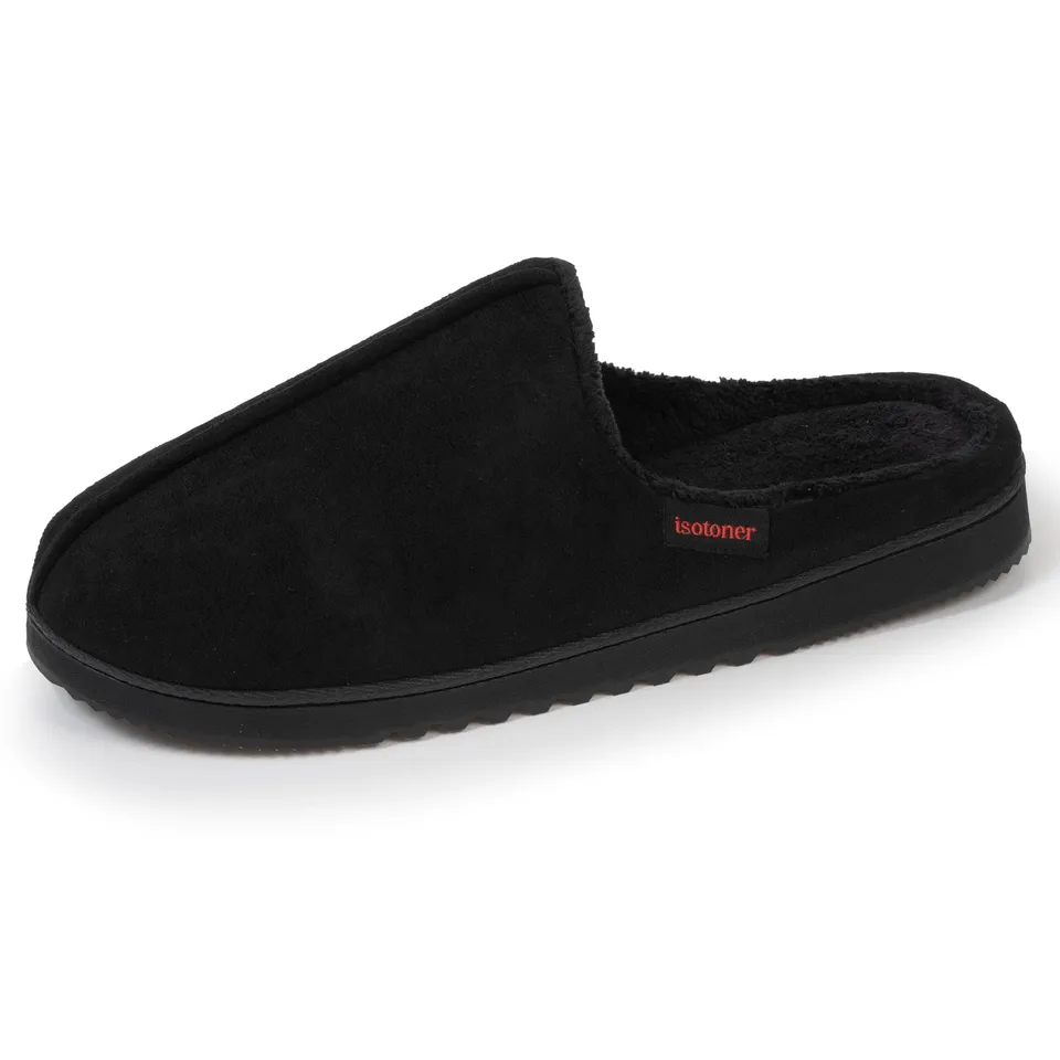isotoner-chaussons-mules-homme-noir-surpiqu-s image 1