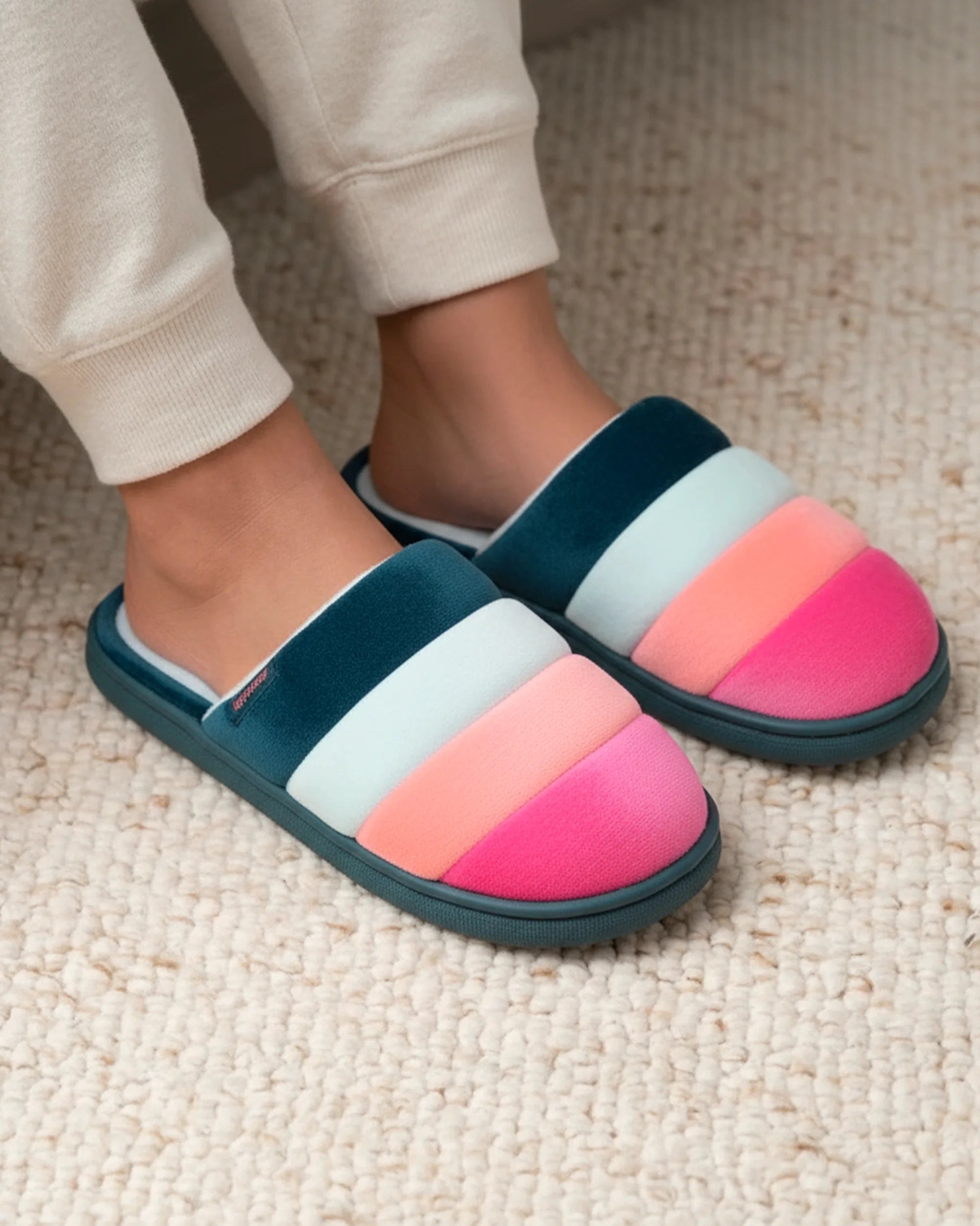 isotoner-chaussons-mules-femme-bloup-multicolor image 2