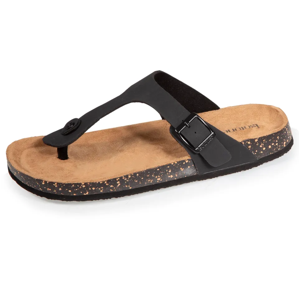 isotoner-mules-tongs-femme-bride-r-glable-noir image 1