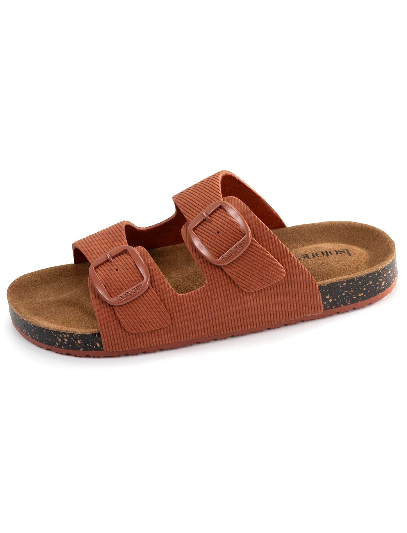isotoner-mules-sandales-femme-double-bride-rouille-premium image 6