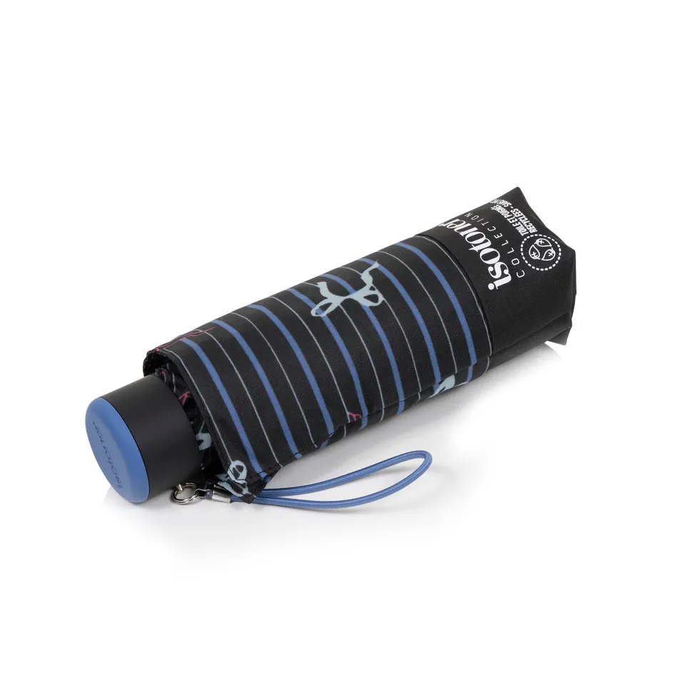 isotoner-parapluie-mini-slim-rayure-n-ud-bleu-compact-16-cm image 1