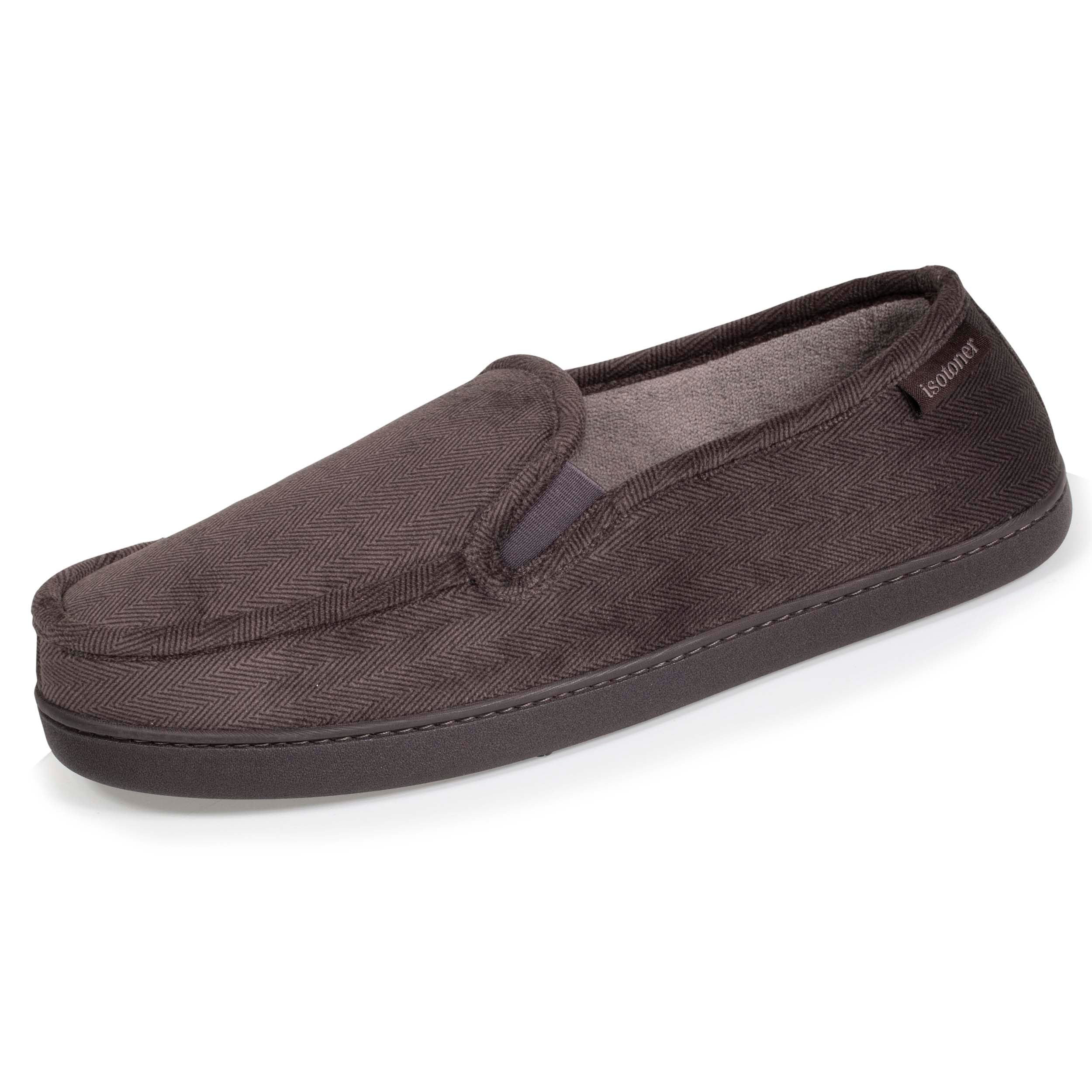 isotoner-chaussons-mocassins-homme-gris-chevrons image 1