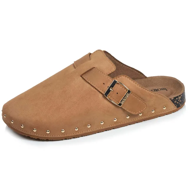 isotoner-sabots-femme-camel-clous-effet-cuir image 1