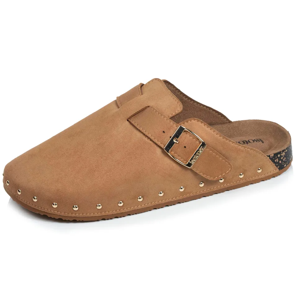 isotoner-sabots-femme-camel-clous-effet-cuir image 1