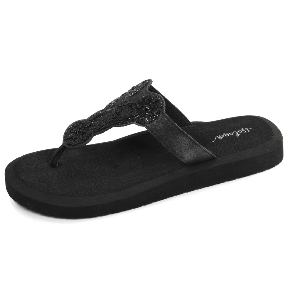 isotoner-tongs-femme-yoga-sophistiqu-e-noir image 1