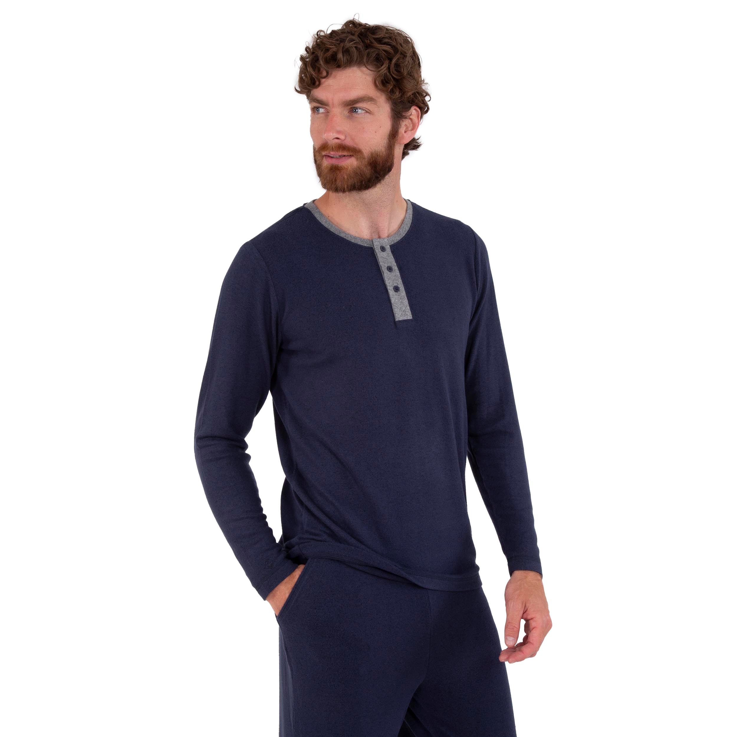 isotoner-t-shirt-manches-longues-homme-marine-ecovero image 8