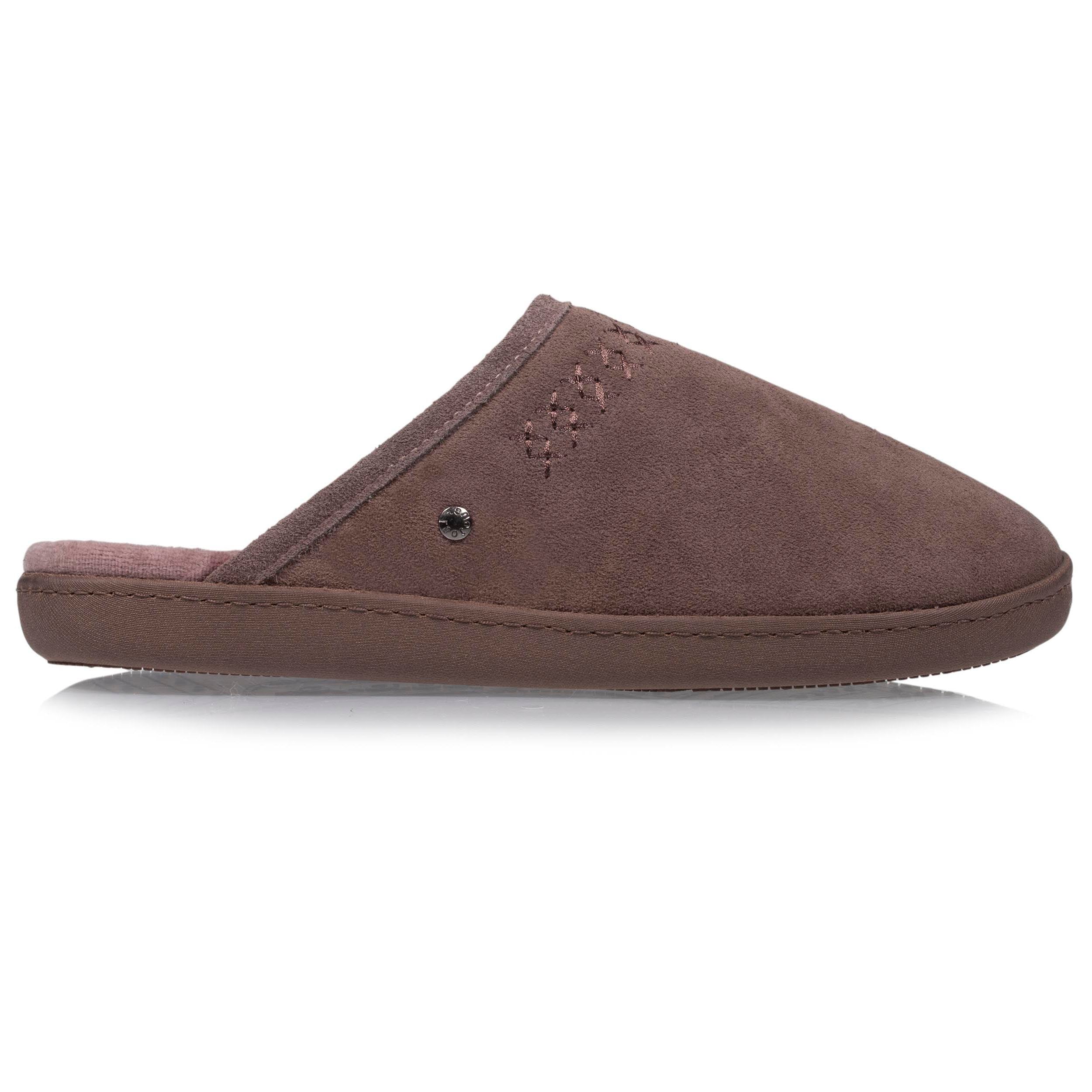 isotoner-chaussons-mules-cuir-femme-taupe-les-premium image 8