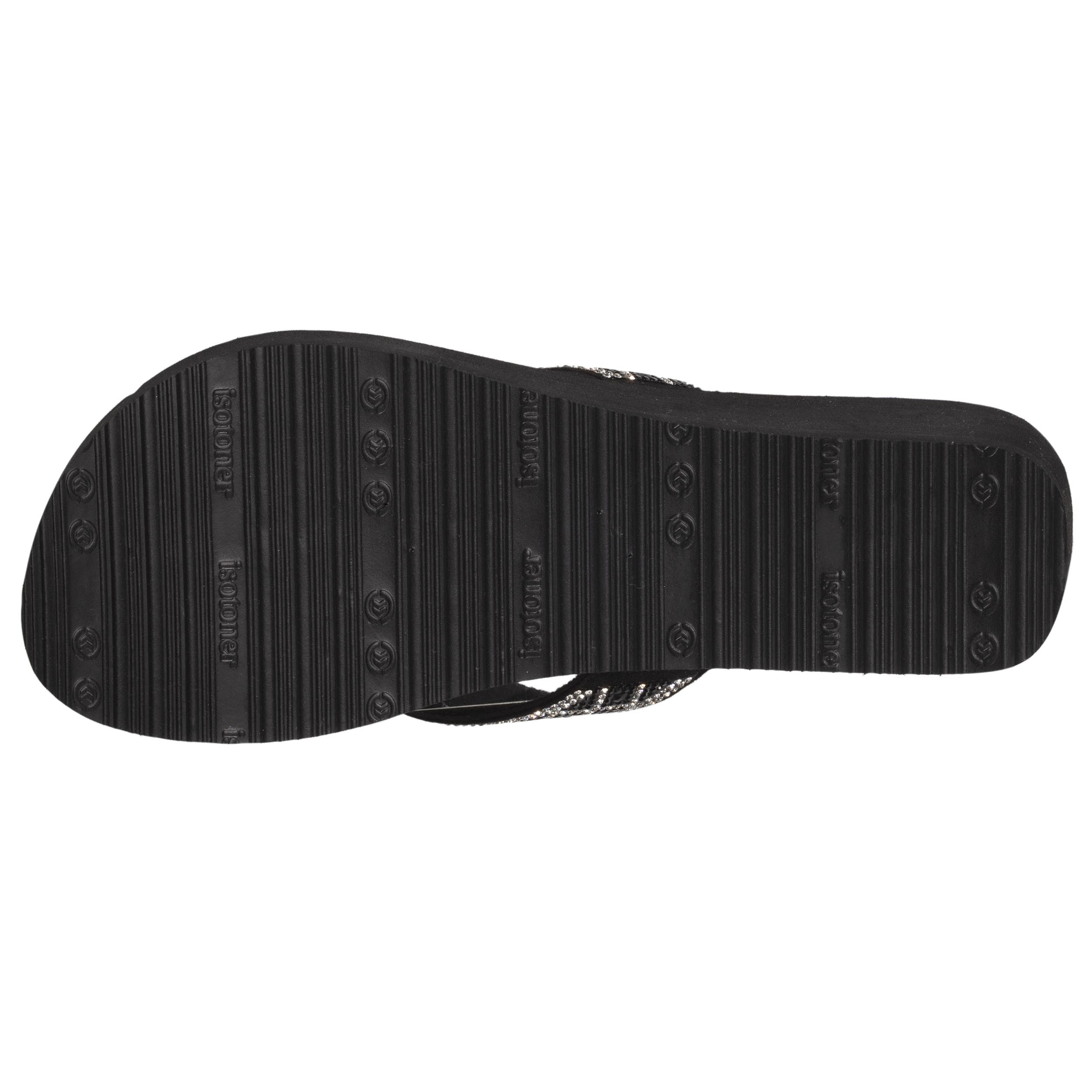 isotoner-tongs-femme-talon-paillettes-noir image 5