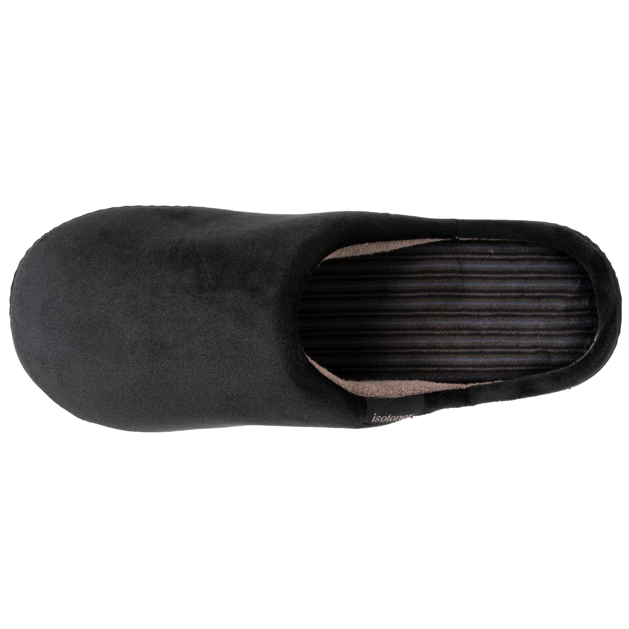 isotoner-chaussons-mules-homme-noir-int-rieur-rayures image 2