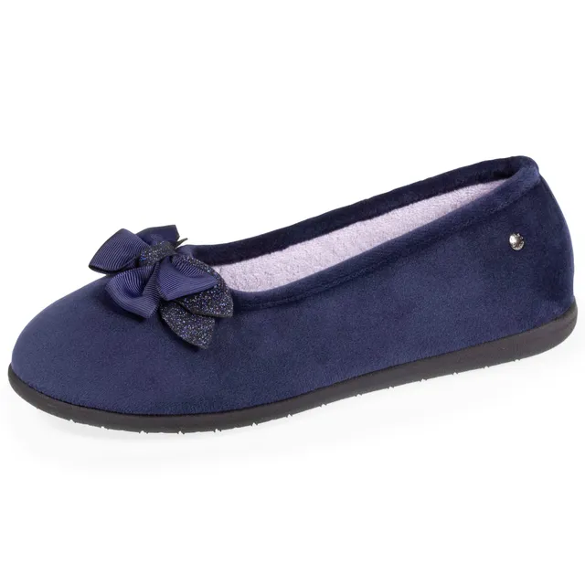 isotoner-chaussons-ballerines-femme-n-ud-marine-everywear image 1