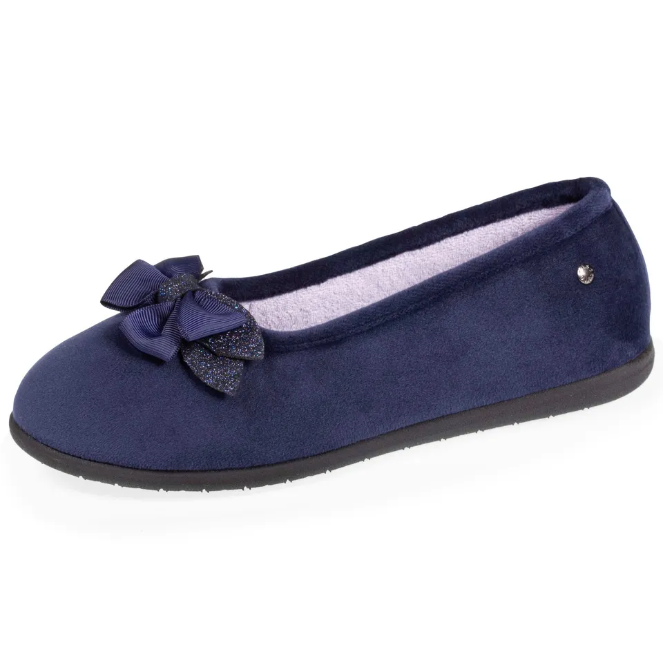 isotoner-chaussons-ballerines-femme-n-ud-marine-everywear image 1