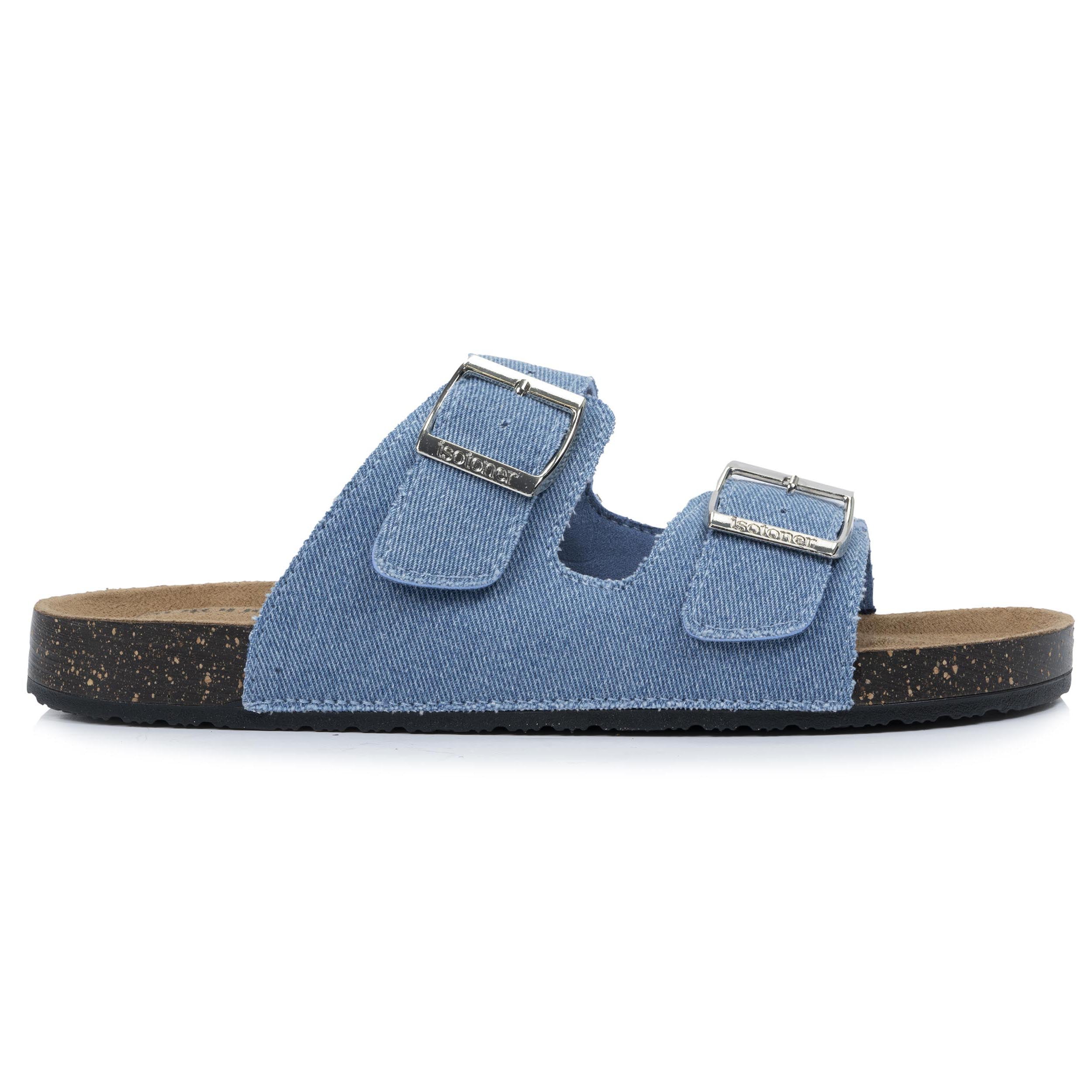 isotoner-mules-sandales-femme-double-bride-bleu image 8