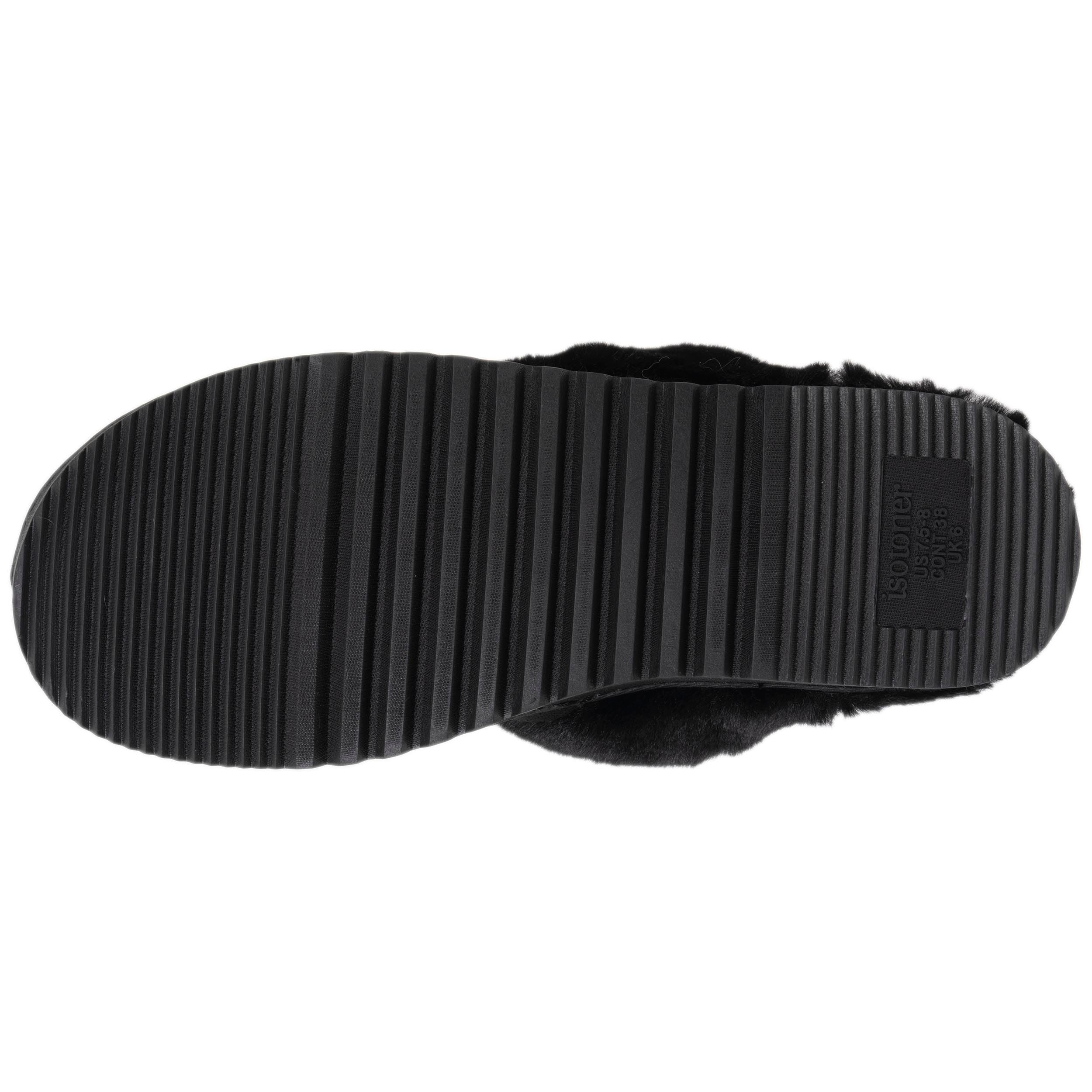 isotoner-chaussons-mules-femme-noir-fourrure image 4