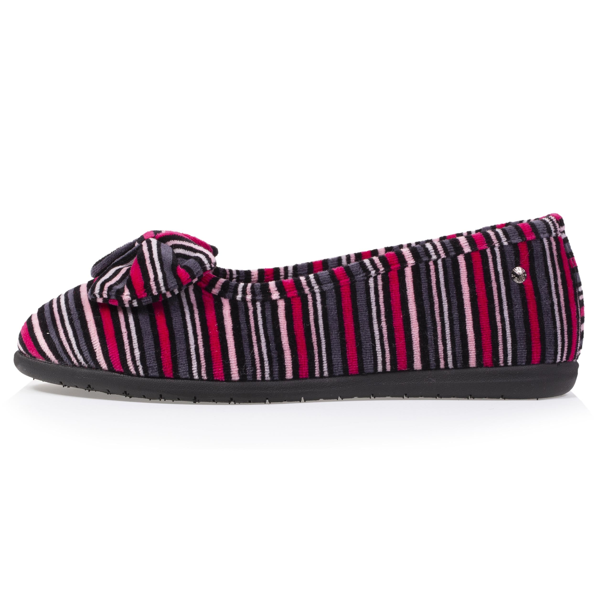 isotoner-chaussons-ballerines-femme-n-ud-rayures image 4