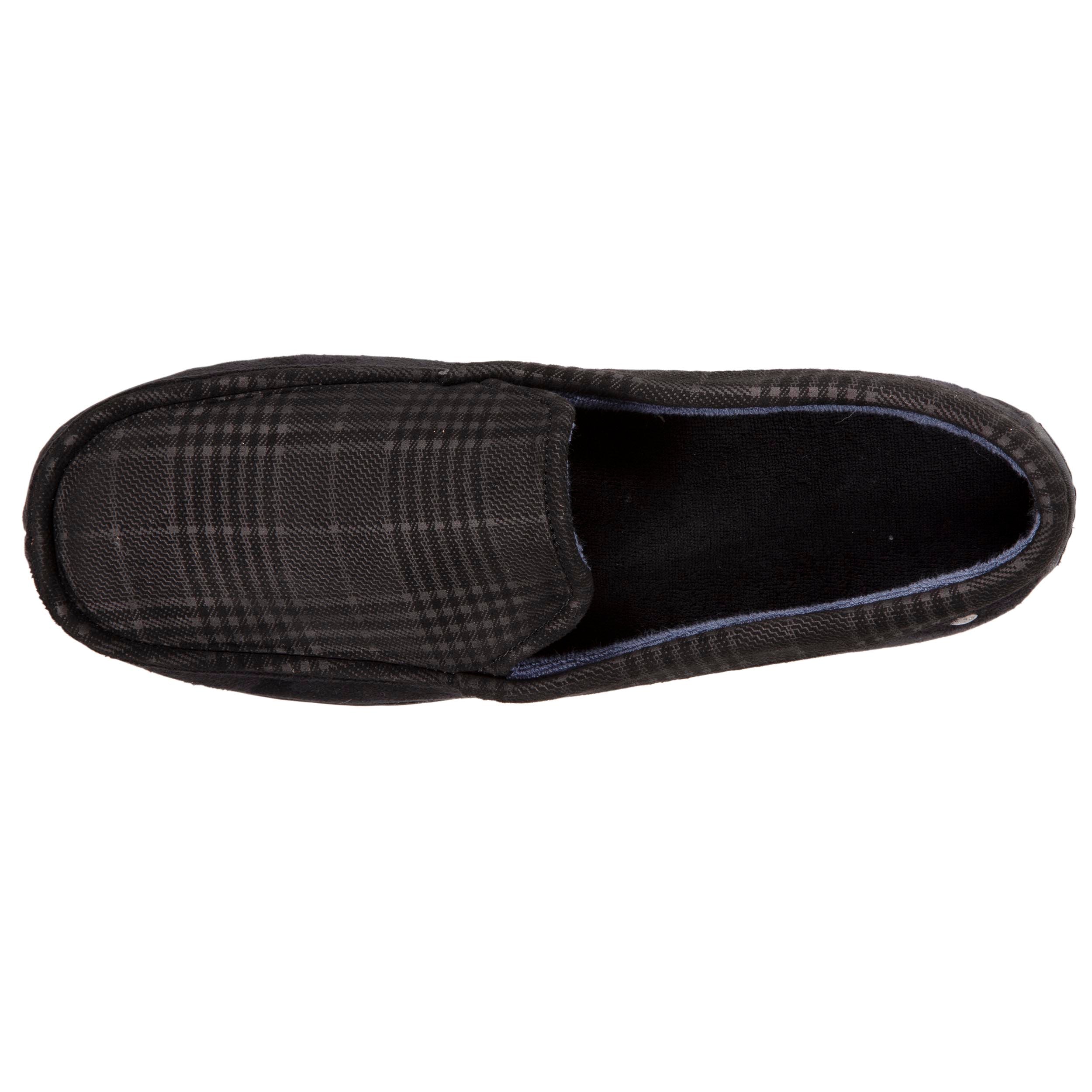 isotoner-chaussons-mocassins-homme-noir-tartan-semelle-gomme image 2