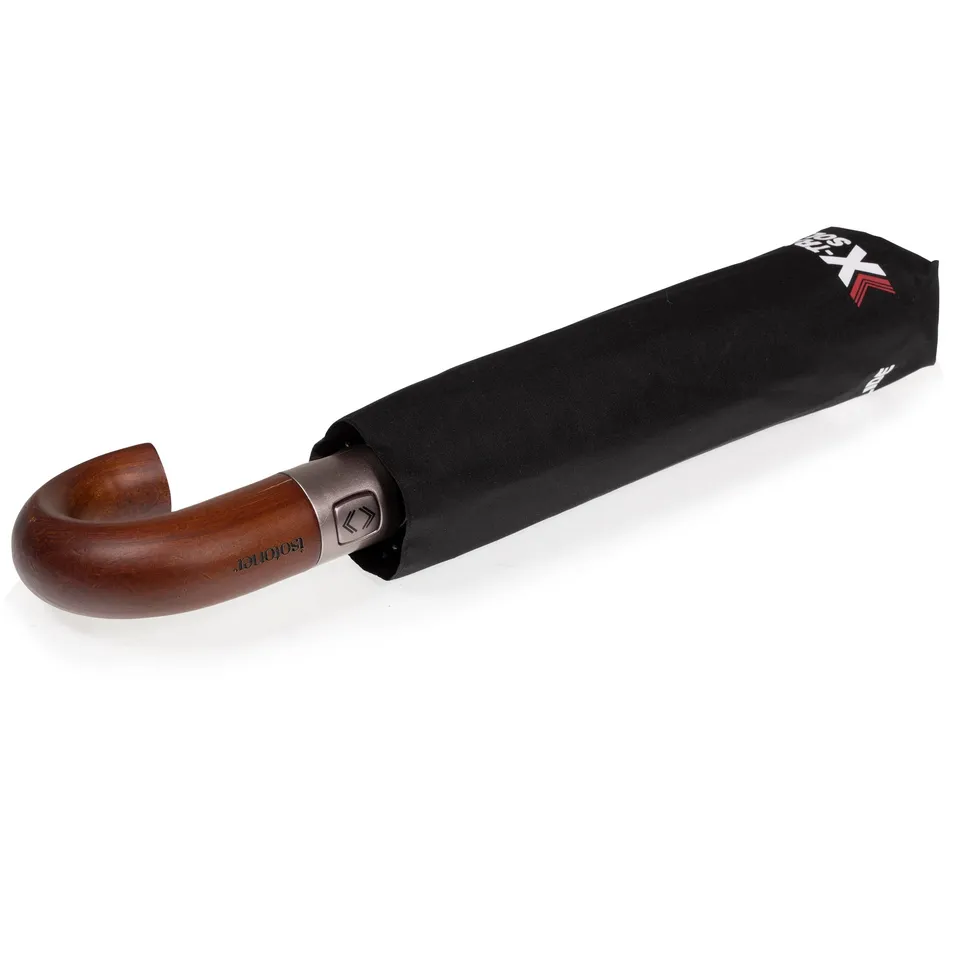 isotoner-parapluie-crook-bois-x-tra-solide-noir-deluxe image 1