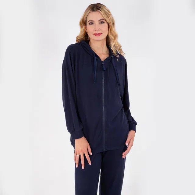 isotoner-sweat-shirt-capuche-femme-marine-ultra-doux image 1
