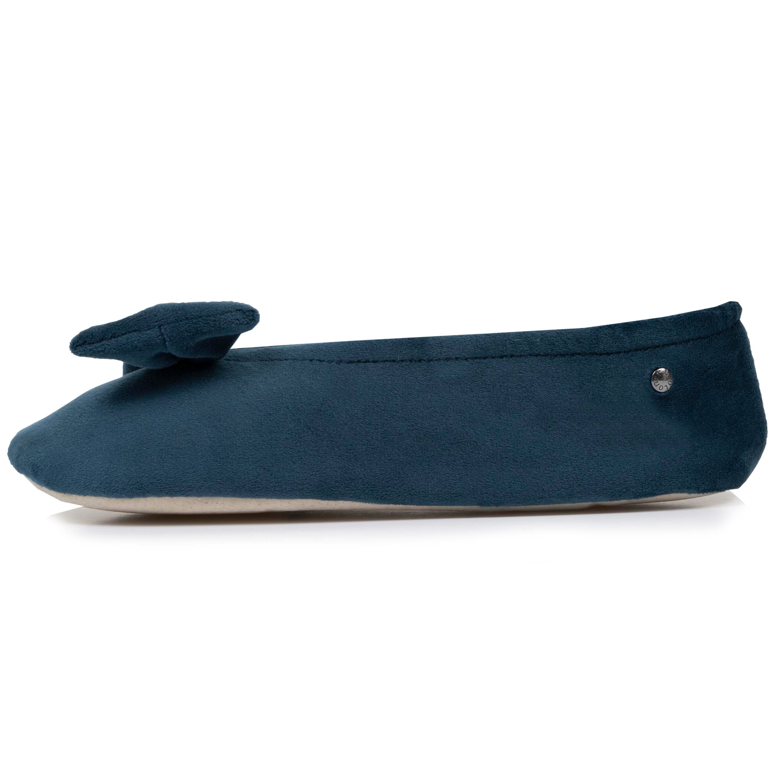 isotoner-chaussons-ballerines-femme-grand-n-ud-bleu-canard image 4