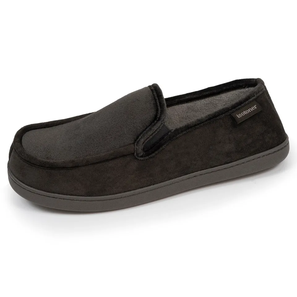 isotoner-chaussons-mocassins-homme-gris-beige-m-moire-de-forme image 1